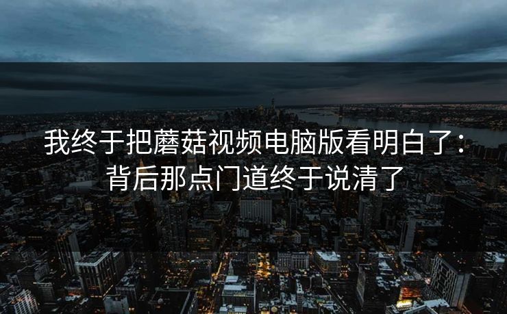 我终于把蘑菇视频电脑版看明白了：背后那点门道终于说清了  第1张