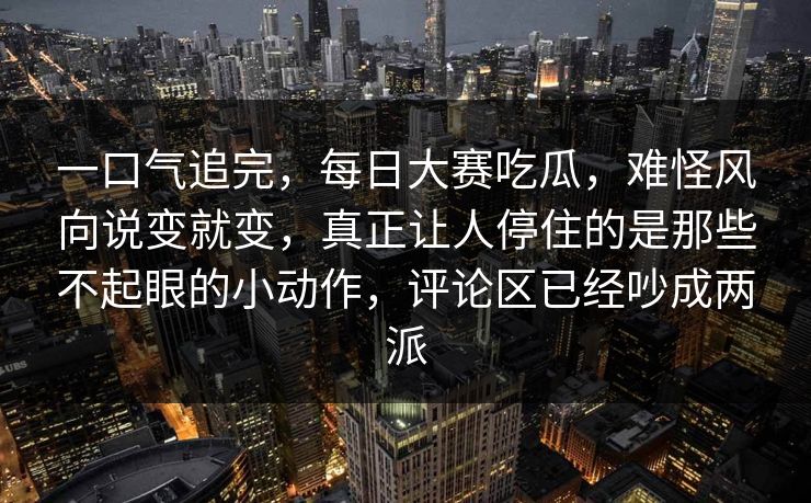 一口气追完，每日大赛吃瓜，难怪风向说变就变，真正让人停住的是那些不起眼的小动作，评论区已经吵成两派  第1张