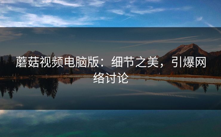 蘑菇视频电脑版：细节之美，引爆网络讨论  第1张