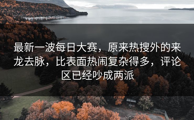 最新一波每日大赛，原来热搜外的来龙去脉，比表面热闹复杂得多，评论区已经吵成两派  第1张