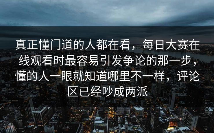 真正懂门道的人都在看，每日大赛在线观看时最容易引发争论的那一步，懂的人一眼就知道哪里不一样，评论区已经吵成两派  第1张
