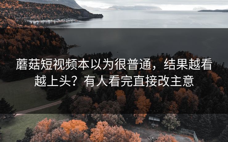 蘑菇短视频本以为很普通，结果越看越上头？有人看完直接改主意